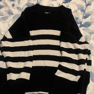 Sonoma Black and White Striped Crew Neck Sweater